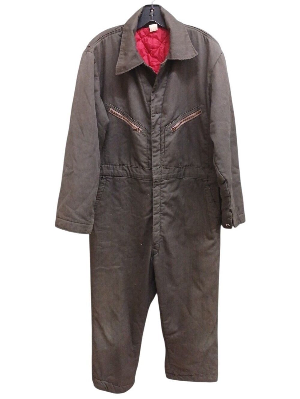 Big Smith Vintage Men's Dark Green Coverall with Red Quilted Lining Size Large